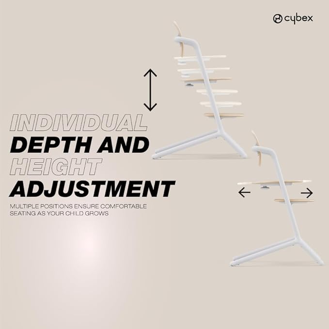 Cybex LEMO High Chair 3-in-1 Set with Baby Set + Snack Tray - Modern Design, One-Hand Depth & Height Adjustment & Anti-Tip Wheels - from 6 Months, Convertible to Adult Chair, Sand White