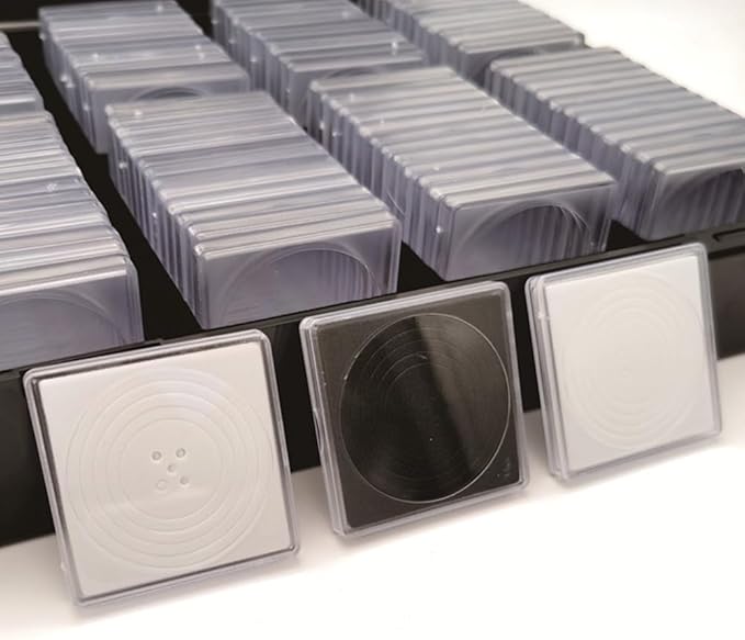 100Pcs Square Clear Coin Capsule Holder Collection Box Case Container Adjustable for 20mm,25mm,30mm,35mm,40mm