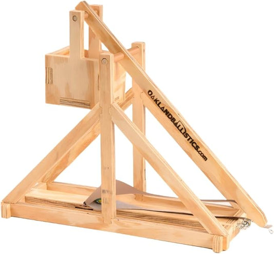Wood Trebuchet kit for 12 and up, Fully Adjustable, launches 30+ ft. Made in America, Updated Design for 2025