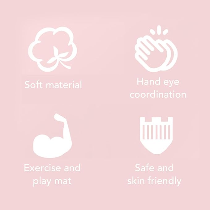 Baby Gym Play Mat, Cotton Playmats & Floor Gyms Portable Tummy Time Mat with 20Pcs Soft Ocean Balls Hanging Toys, Baby Mats for Floor Play