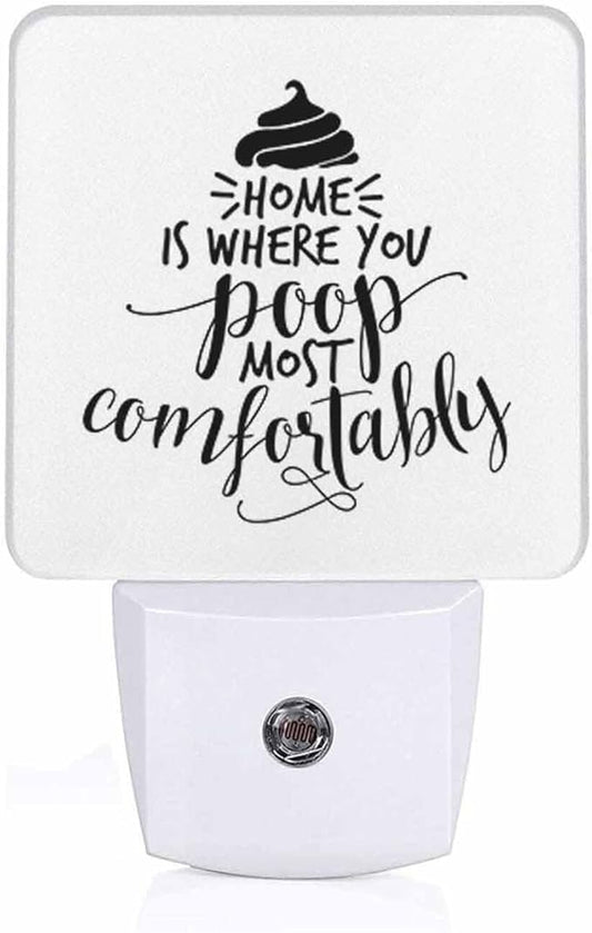 LED Night Light,Funny Sweet Home Saying LED Night Light Plug into Wall with Dusk to Dawn Light Sensor White Energy Efficient Nightlight for Bedroom Bathroom Hallway Living Room Kitchen