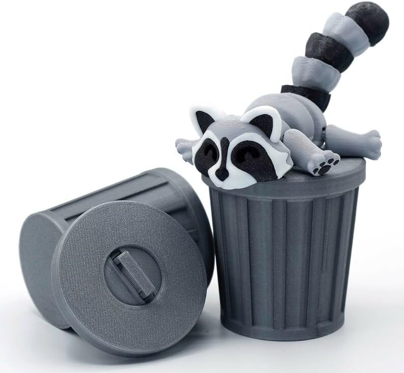Articulated Racoon with Trash Can 3D Printed Racoon Trashcan Raccoon Raccoon Toy Articulated Racoon Fidget Toy for Kids (Raccoon with CAN)