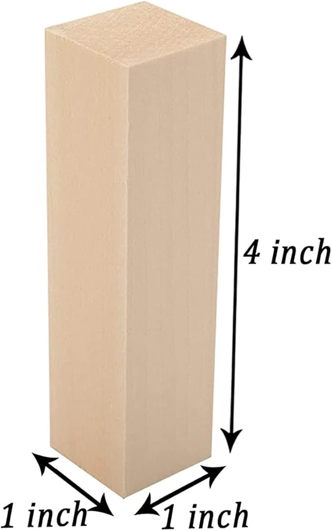 12 PCS Unfinished Wood Craft Cubes,4×1×1inchRectangular Wooden Blocks for DIY Carving,Large Unfinished Whittling Wood Blank Blocks for Kids or Adults