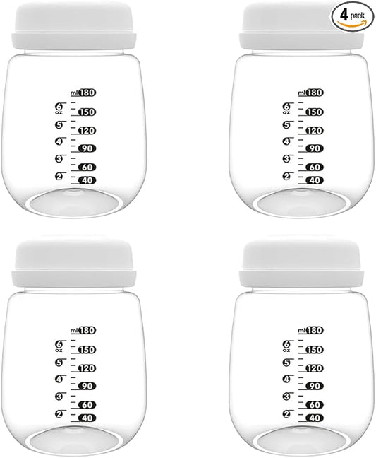 4pcs Breast Pump Collection Bottles for Spectra S2 S1 9 Plus Motif Luna Breast Pumps, 6.oz 180ml Reusable Wide Neck Bottles with Collar and Sealing Disc, Replace for Spectra Bottle