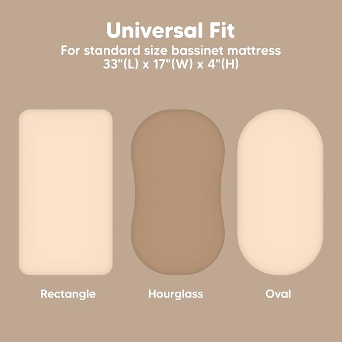 2-Pack Baby Bassinet Sheets Girl, Boy - 33x17 Viscose Derived from Bamboo Bedside Mattress Fitted Bassinet Sheets, Compatible with Halo Bassinest Swivel Sleeper, Baby Delight, Graco (Pecan)