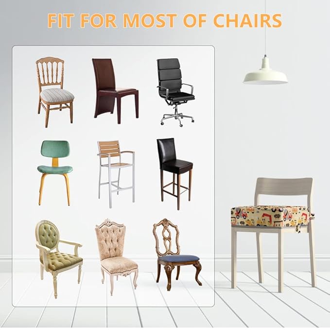 Toddler Booster Seat for Dining Table,4 Inches Washable Double Safer Straps Non-Slip Bottom Booster Seat Dining for Kids, Portable Travel High Density Sponge Detachable Increasing Cushion for Child