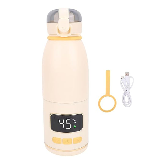 Portable Milk Kettle, 450ml Portable Bottle Warmer for Travel, Fast Heating Breast Milk and Formula Warmer, Smart Temperature Control, Electric Kettle for Car
