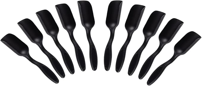 10Pcs Mini Shovel,Plastic Mini Gardening Shovel Spoons Soil Scoops,Cultivation Digging Transplanting Tools for Succulents Potted Flowers,Sand Scoops/Coffee Beans/Milk Powder Scoops (All Black)