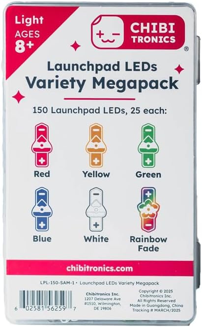 Launchpad LEDs Variety Pack (6 Colors) - Megapack - Red,Yellow,Green,Blue,White and Rainbow Fade (Mixed, 150 Pack)