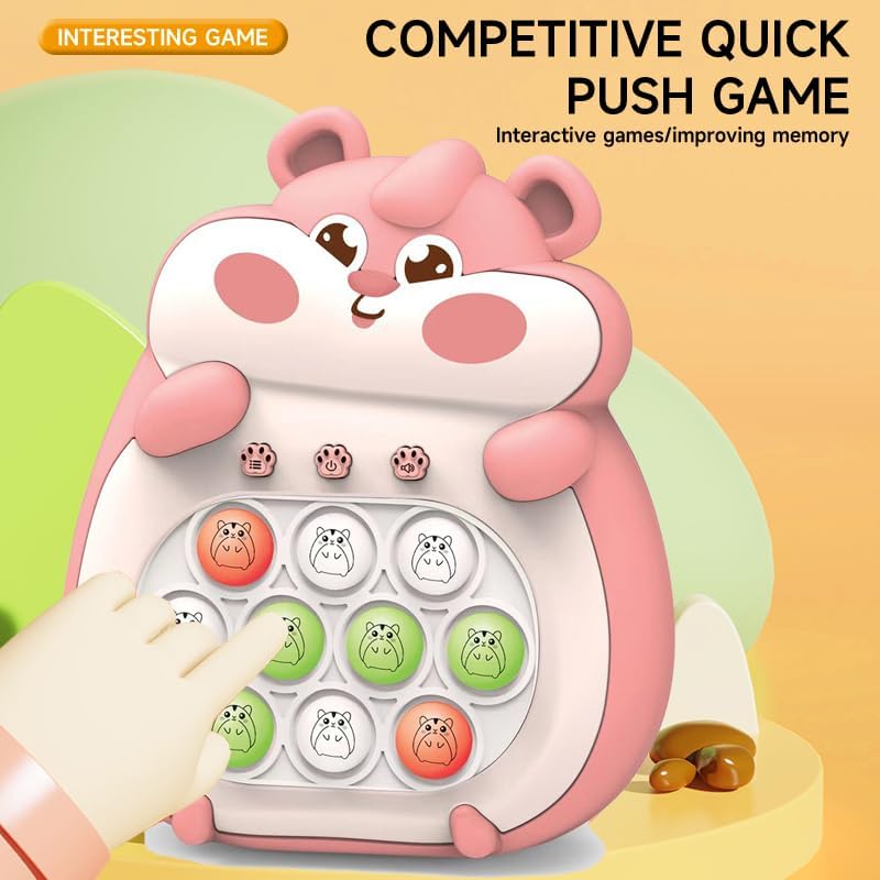 Puzzle Pop Light Up Game Fidget Travel Games /Upgrad Travel Sensory Fidget Toys Popular Handheld Games for Teenagers Anti Anxiety Autism Relief Birthday Party Gift (Pink Hamster)