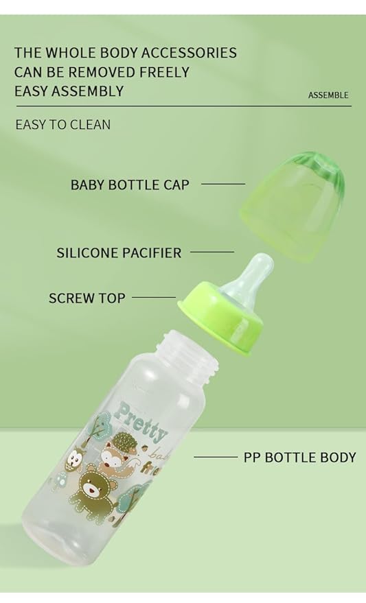 Pretty Baby 8oz 4-Pack Anti-Colic Baby Bottles for Newborns, BPA-Free, Breastfeeding Transition, Vented for Gas & Colic Relief Ideal for Baby Registry