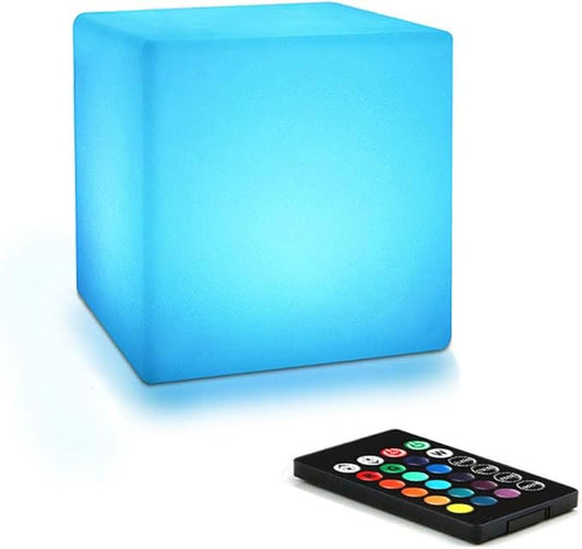4-inch LED Cube Light, 16 RGB Color Changing Tesseract Cube Lamp with Remote, Waterproof Cordless Rechargeable Cubes Mood Lamp & Nursery Cosmic Cubes Night Light, Perfect Kids Toy Gift, Room Decor