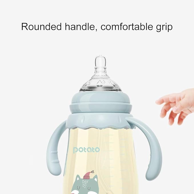 POTATO Baby Bottles PPSU Baby Feeding Bottle 10 oz Anti-Colic Bottles with Silicone Nipples Breastfeeding Bottles for Babies & Toddlers - Blue