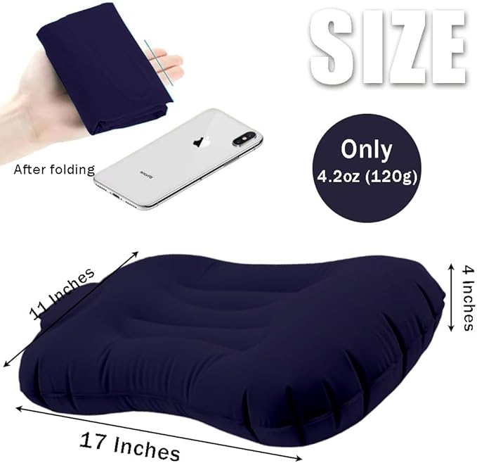 Portable Lightweight Mini Inflatable Pad,Stadium Booster Seat Bleacher Cushion,Foldable Waterproof Sitting Pad to Raise Height for Outdoor Camping Hiking Beach Office (Dark Blue)