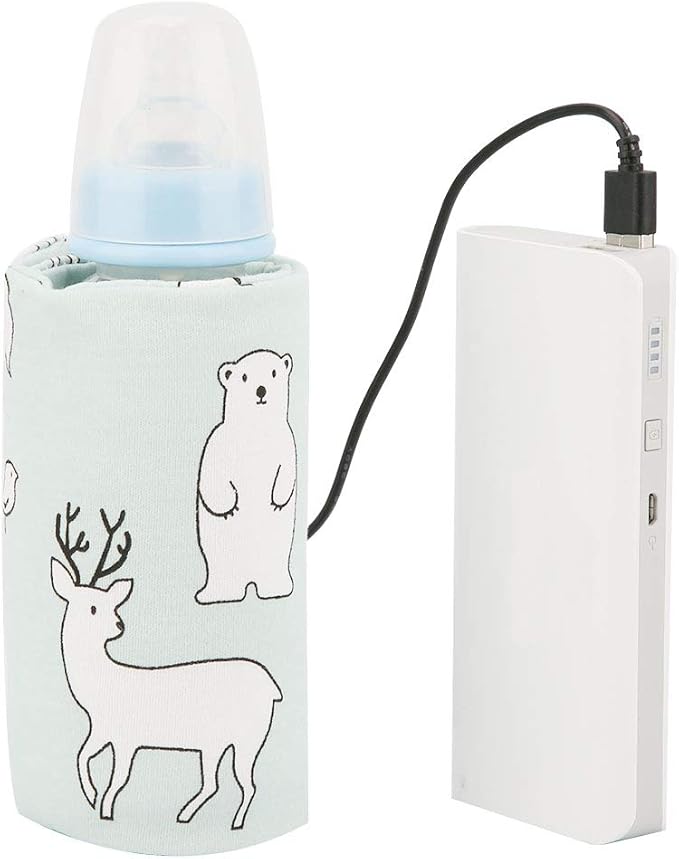 Portable Bottle Keep Warm, USB Travel Milk Heat Keeper, Baby Bottle Keep Warmer for Car Tavel, Storage Cover Insulation Thermostat(Bear)