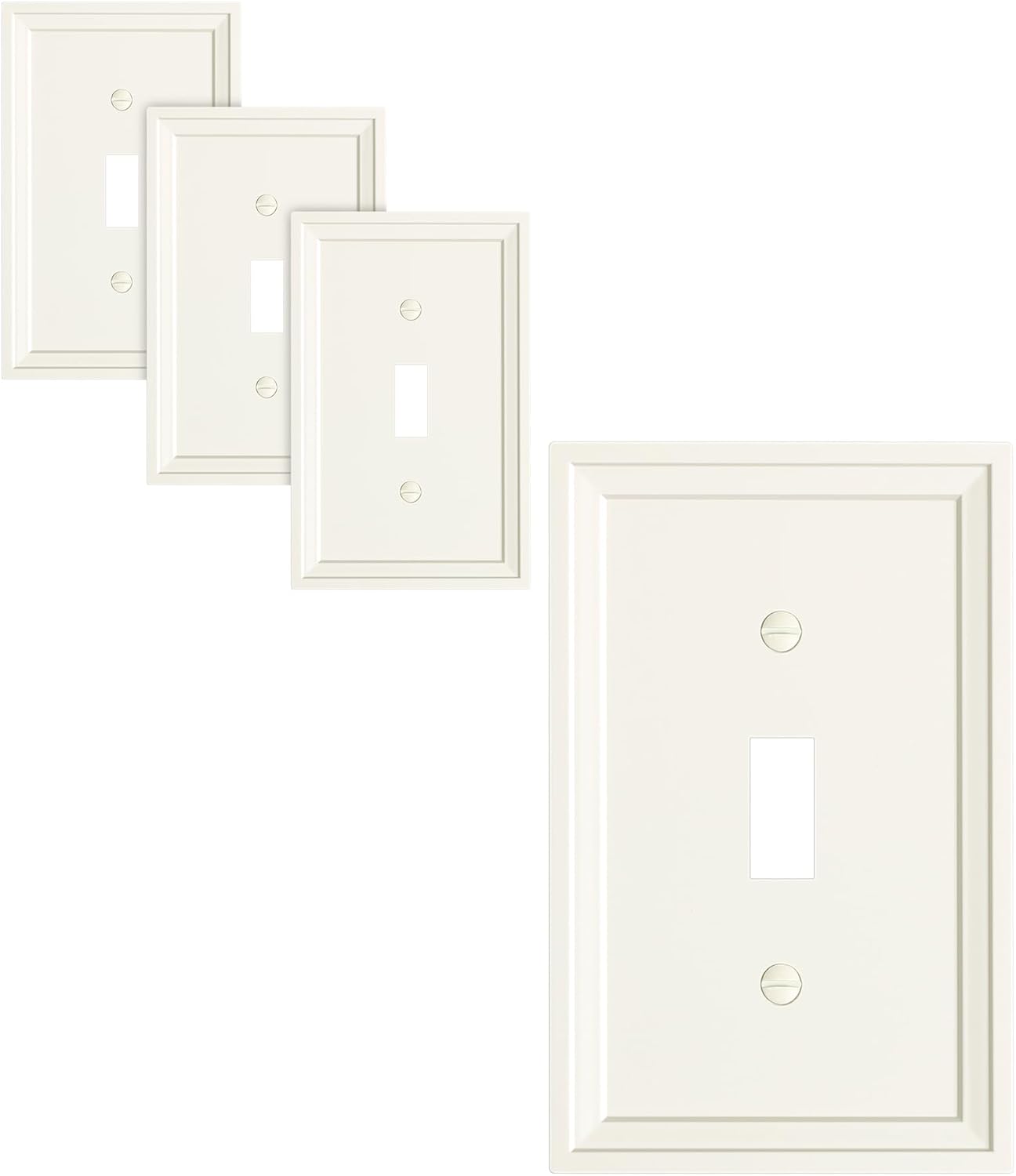 4-Pack Single Toggle Light Switch Covers Wall Plate, Light Almond Decorative Switch Plate Covers, 1 Gang Natural Bamboo Fiber Wall Plate, Corrosion Resistant