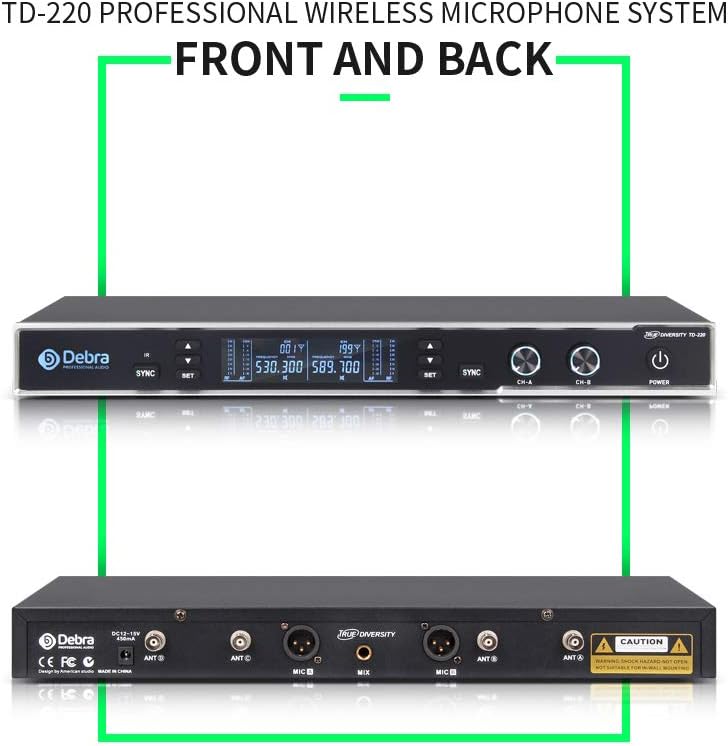 D Debra Audio TD-220 Wireless Microphone System with 2 Cordless Mics, Home Karaoke KTV Set, Ideal for Party, Church, Weddings, Stage, DJ, Outdoor, 650 Ft (TD-220)