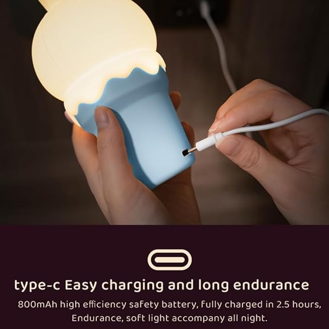 Kawaii Bunny Night Light,Tap Control and USB Rechargeable Cute Rabbit Night Lamp,Dimmable Timer 15/30min Nursery Lamp for Adults and Kids,Bedroom and Décor