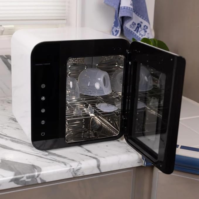 BabyBuddha 3 in 1 Sterilizer and Dryer for Baby Bottles and Accessories, Cleans Milk Residue Without Steam or Water, Fast Drying, Baby Bottle Sanitizer, Breast Pump Parts Cleaner, Countertop Design