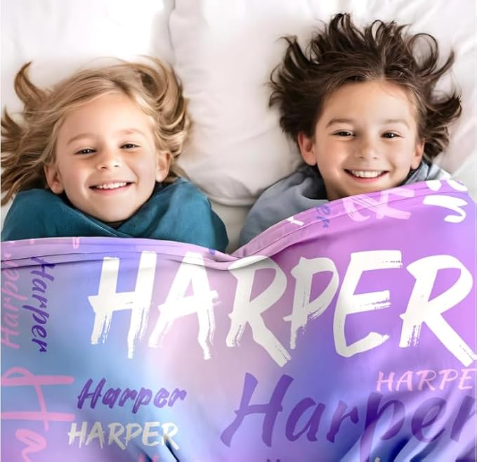 Gowelly Personalized Baby Blanket with Names| Lightweight Soft Flannel Blanket for Kids| Customized Easter Birthday Babyshower Gifts for Baby Newborn and Mom to be