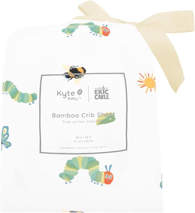 Kyte Baby Soft Crib Sheet - Standard Fitted Crib Sheet Made with Rayon from Bamboo, Ultra-Gentle and Breathable (Very Hungry Caterpillar)