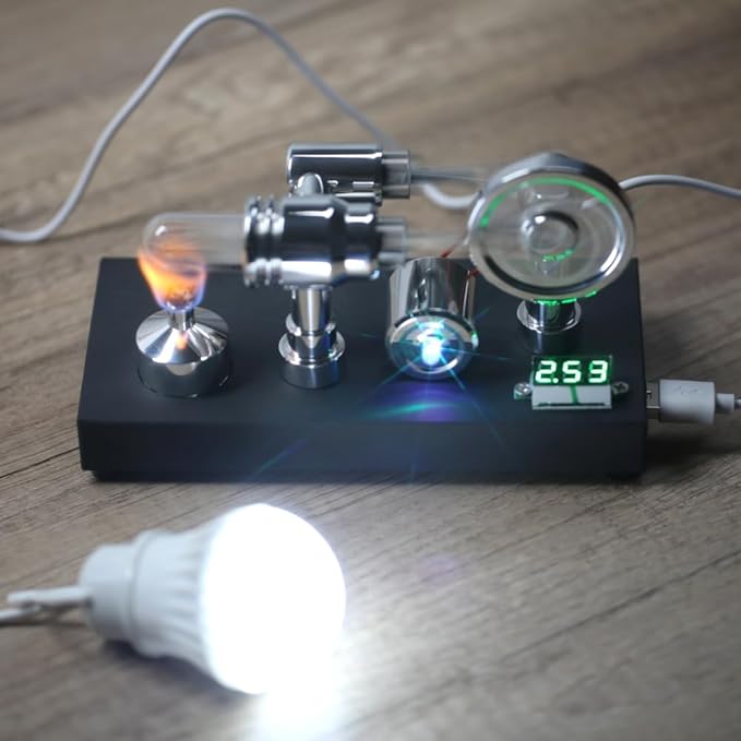 Sunnytech Hot Air Stirling Engine Motor Electricity Generator Educational Colorful LED SC (SC011)