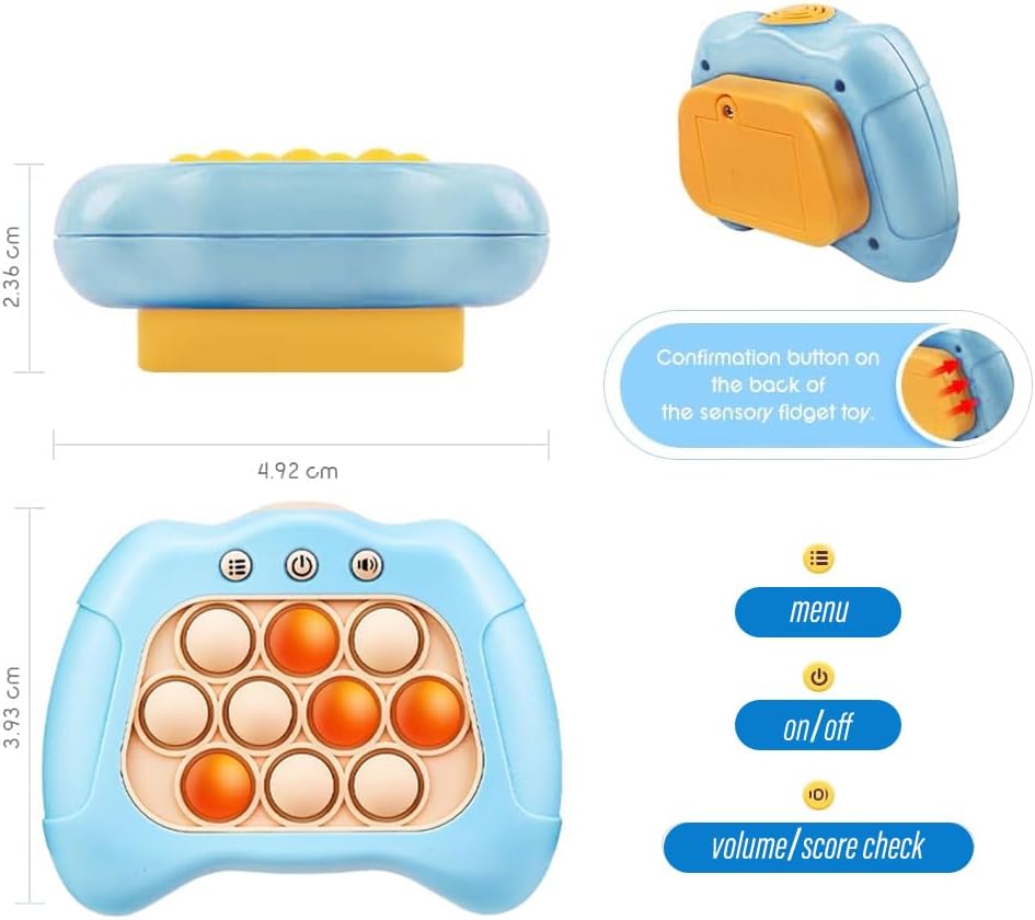 Fast Push Bubble Game, Quick Push Pop Game, Quick Push Toy with Lights, Pop Fidgets Game Toys, Fun Stress & Anxiety Relief Games Toys (Light Blue)