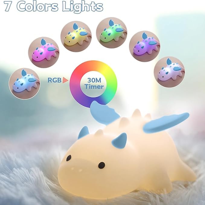 S NMT Novelty Silicone Nailoong Night Light RGB Color Changing Sleeping Lamp, Timing 30Min 3 Level Brightness Dimming Beside Lamp for Baby Gifts Room Decor