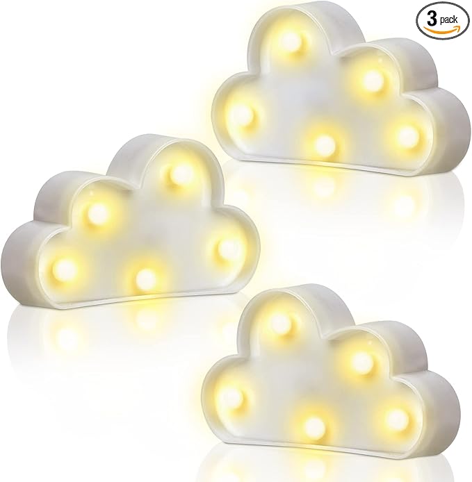 clothmile 3 Pcs LED Cloud Night Light Can Be Hung On The Wall Kids Room Room Light, Suitable for Birthday Party Holiday Decoration Baby Room Nursery Decoration (Cloud)