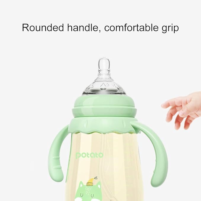 POTATO Baby Bottles PPSU Baby Feeding Bottle 10 oz Anti-Colic Bottles with Silicone Nipples Breastfeeding Bottles for Babies & Toddlers- Green
