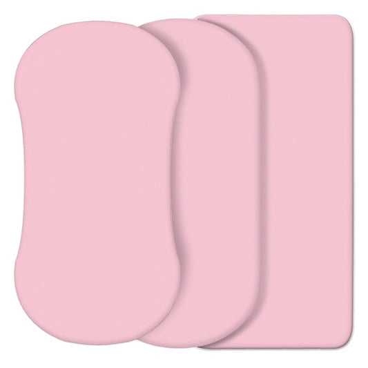 CaSaJa Pink 3 Pack Bassinet Sheet Set, Silky Soft Handfeel with Comfy Napping Surface for Baby Boy and Girl, Flexible Fits Various Kinds of Cradle and Bessinet Mattress Up to 15" x 30" and Breathable