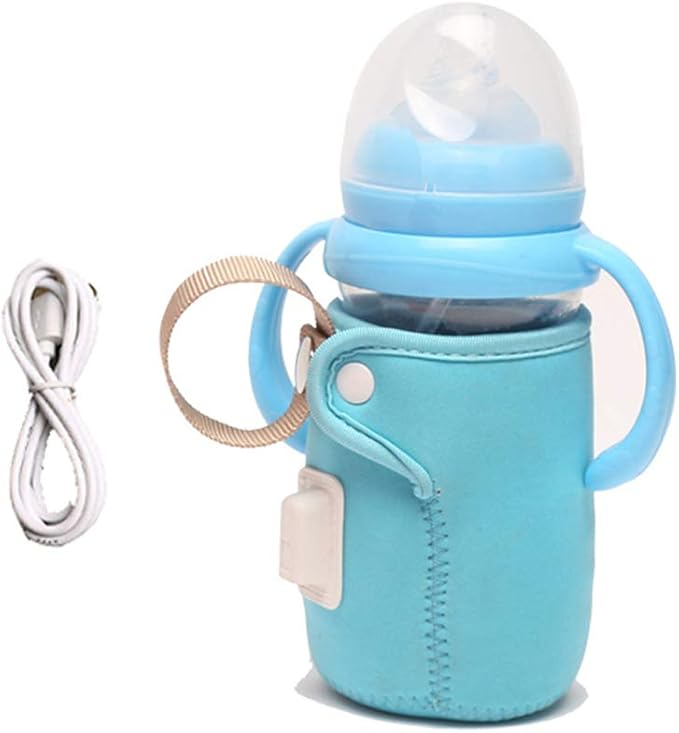 USB Baby Bottle Warmer Portable Travel Warmer Heater Infant Feeding Bottle Bag Blue