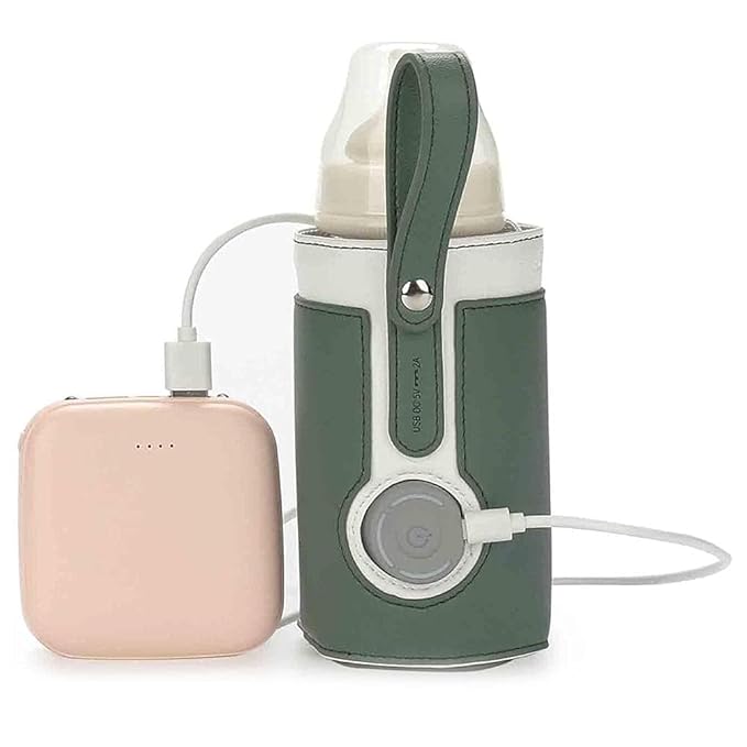 GOTOTOP Bottle Warmer Bag Portable Baby Bottle Warmer Leather Three Gears Adjustable Heated Bottle Bag Car Portable Thermostat Heating Cup Cover (e)