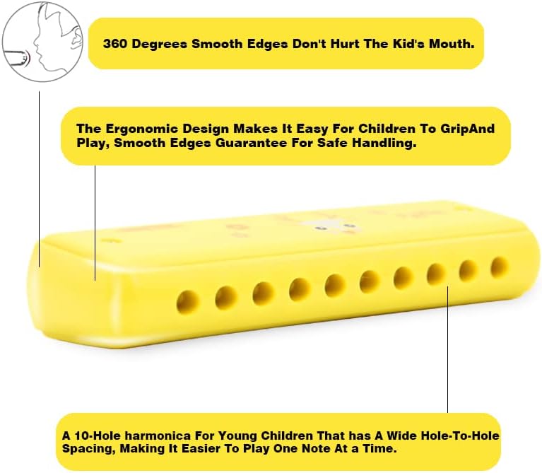 Colored Harmonica for Kids and Beginners - Easy-to-Learn Key of C Instrument - Portable and Lightweight.