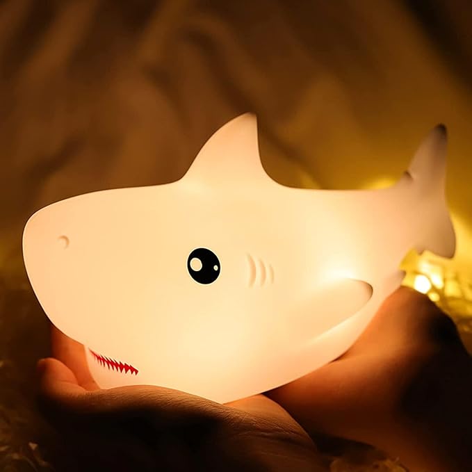 Tremdwoto Night Light for Kids, 7 Colors Shark Night Light Rechargeable Squishy Silicone LED Nightlight Lamp as Birthday Christmas Gifts for Baby Boys Children Toddlers Tween Girls Nursery