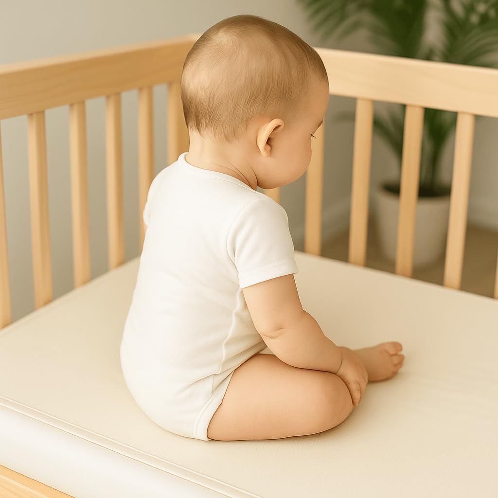 Organic Cotton Crib Mattress Protector - Water Resistant Flat Sheet Liner Pad, Skin Friendly, Chemical-Free Pure Cotton [GOTS-Certified] for Standard (52"x28") - Made in USA