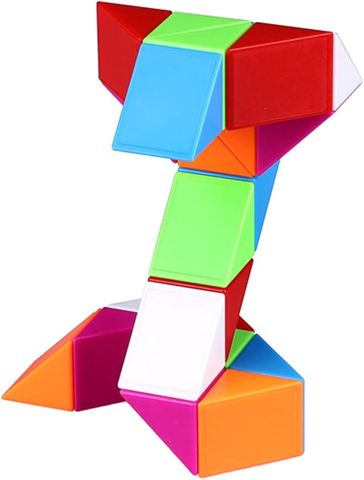 Fidget Magic Snake Cube Puzzles Twist Ruler Speed Cubes Brain Teaser Game Toys for Kids (24 Block 1PACK)