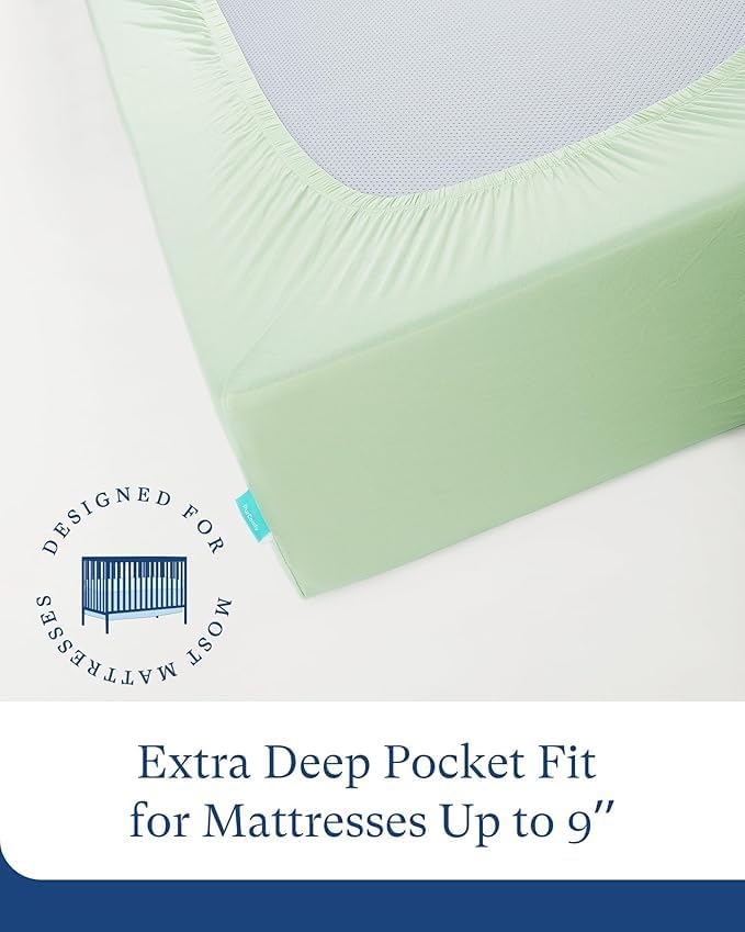 Graco Pack and Play Sheets Fitted, Supersoft Bamboo Viscose Mini Crib Sheets, 2-Pack Pack N Play Mattress Sheets, Graco Playard Baby Sheets Neutral for Boys Girls, 5'' Deep Pocket