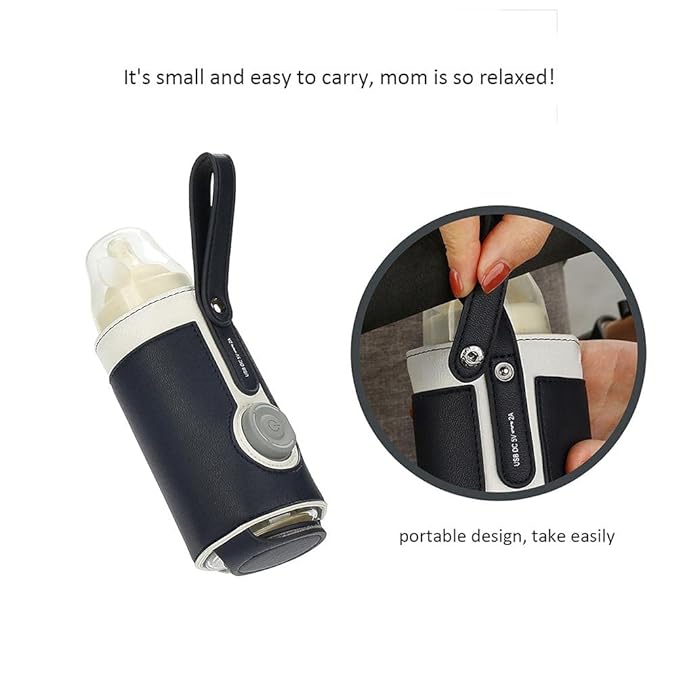 GOTOTOP Bottle Warmer Bag Portable Baby Bottle Warmer Leather Three Gears Adjustable Heated Bottle Bag Car Portable Thermostat Heating Cup Cover (c)