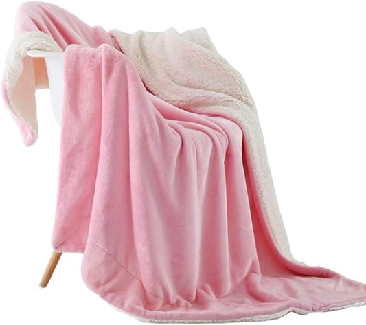 NANPIPER Fleece Blanket Reversible Sherpa Flannel Throw Blanket Super Soft Fuzzy Plush Microfiber for Bed/Couch (60"x80",Pink)