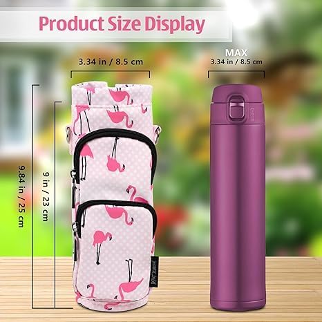Betsey Johnson Insulated Water Bottle Pouch Holder Carrier Crossbag with Adjustable Shoulder Strap - Lightweight Polyester Accessories with Pockets Good for Hiking Sports
