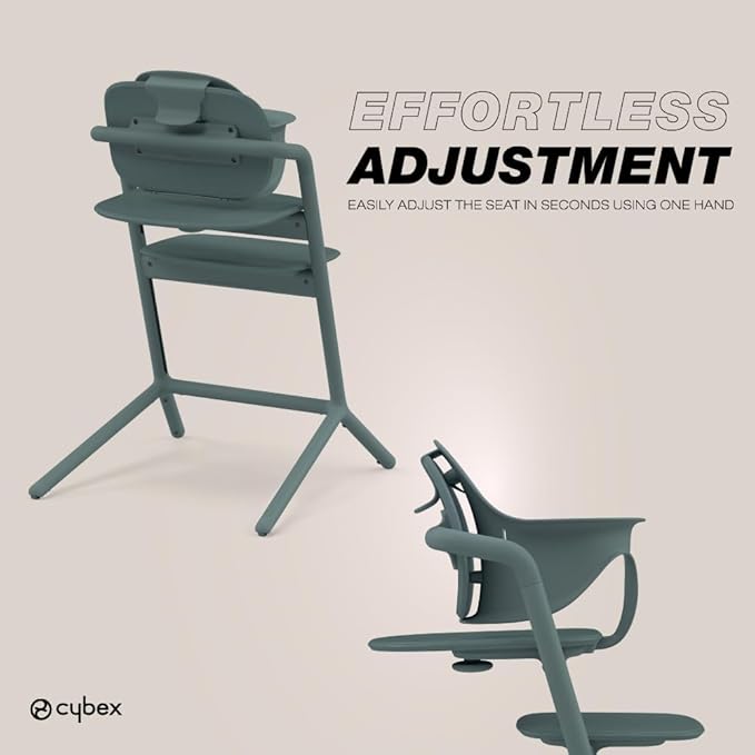 Cybex LEMO High Chair 3-in-1 Set with Baby Set + Snack Tray - Modern Design, One-Hand Depth & Height Adjustment & Anti-Tip Wheels - from 6 Months, Convertible to Adult Chair, Stone Blue