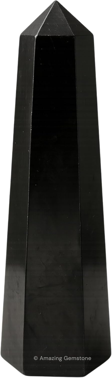 Amazing Gemstone Shungite Crystal Towers - Natural Healing Crystal Point Obelisk for Reiki Healing and Crystal Grid (3 Inch)