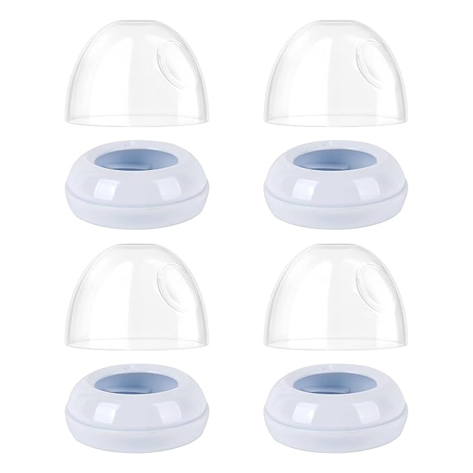 4-Pack Baby Bottle Rings and Caps for Philips Avent Natural Bottles, Replacement Screw Ring Collars, Baby Bottle Nipple Rings for Avent Natural Plastic and Glass Bottles