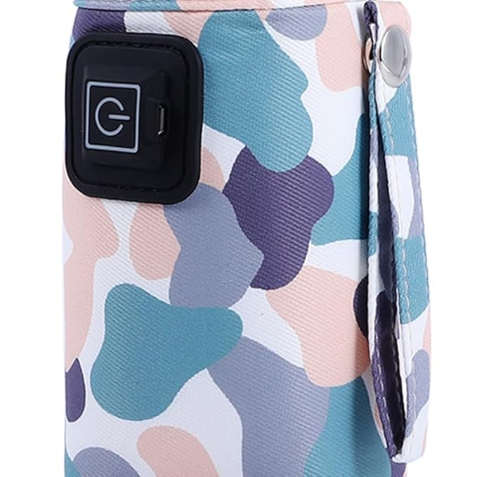 Plplaaoo USB Baby Bottle Warmer Portable Milk Heater,Fast Heating Baby Bottle Warmer with 3-Speed Temperature Adjustment,Compact Insulated USB-Powered Bottle Warmer for Infants(Light Camouflage)