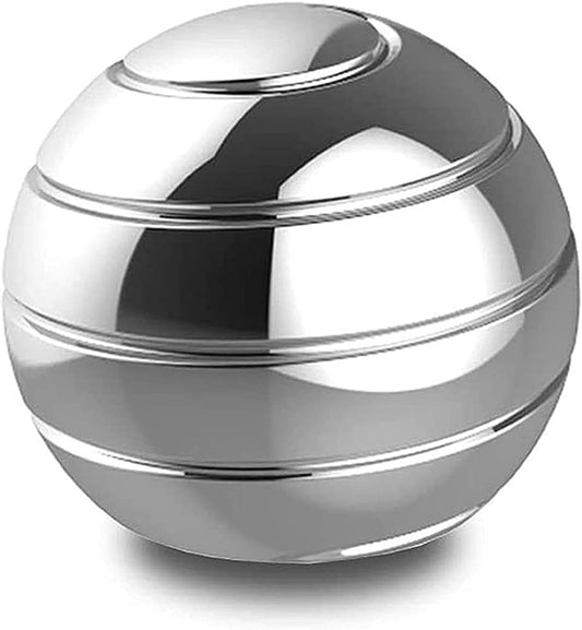 Desktop Motion Toys,Full Body Optical Illusion Fidget Spinner Ball,Creates a Mind-Bending Optical Illusion of Continuously Flowing Top Adult & Kids Pressure Reduction Toys Gifts(Silver)