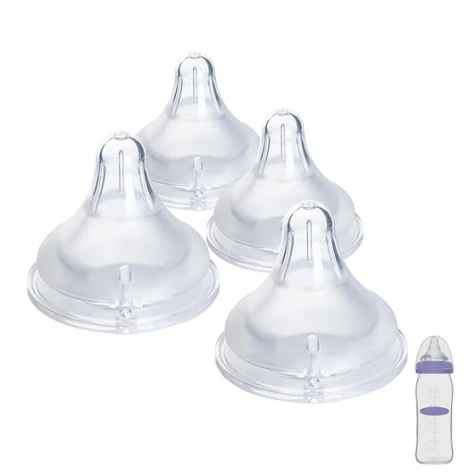 4 Count Bottle Nipples Compatible with Lansinoh NaturalWave Bottle, Soft and Durable Silicone Bottle Nipples, BPA-Free Replacement Bottle Nipple S