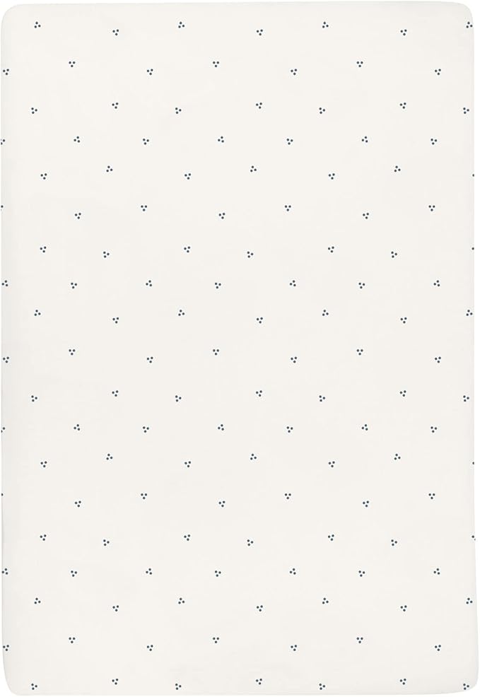 Ely's & Co. Patent Pending Waterproof Crib Sheets, 100% Cotton with Waterproof Lining - Built in Mattress Protector, 2 Pack Fitted Crib Sheet Set, Berry and Cluster Dot (Blue) 28” x 52”