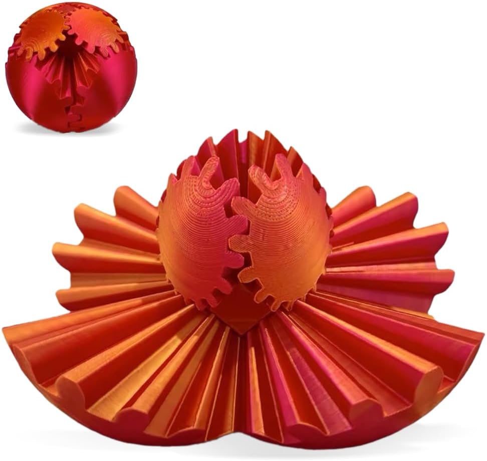 3D Printed Gear Ball, Gears phere Gear Ball Fidget Toy, Puzzle Balls, Fidget Ball, Cube Fidget Toy ,Gear Ball Toys for Classroom Prizes, Party Birthday, Anxiety Relaxing and Stress. (Red)