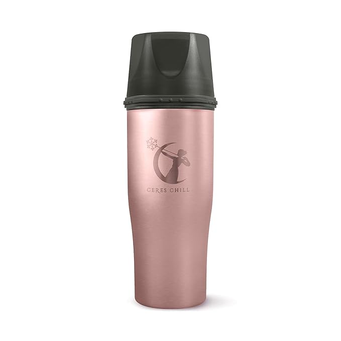 CERES CHILL Mini Breastmilk Chiller Demigoddess, Up to 12 oz. Reusable Storage Container, Keeps Milk at Safe Temperatures for Up to 16 Hours, Bottle Cooler, Connects w/Most Pumps (Rose Gold)